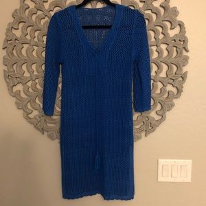 Blue Crochet Tunic Cover Up